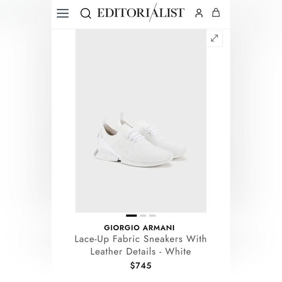 Giorgio Armani Womens White lace-up fabric sneakers w leather details Wms US 10 - Picture 2 of 8